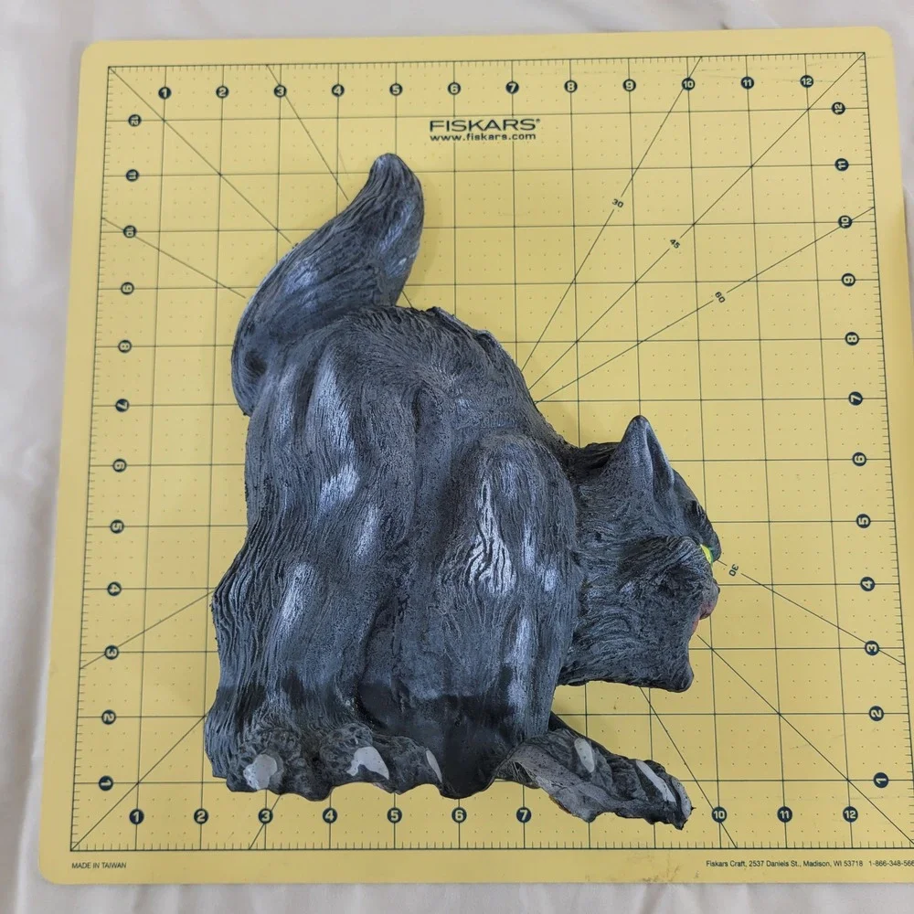 Halloween Monster Screeching Black Cat Foam Scary Spooky Decor Vtg 10 Inch